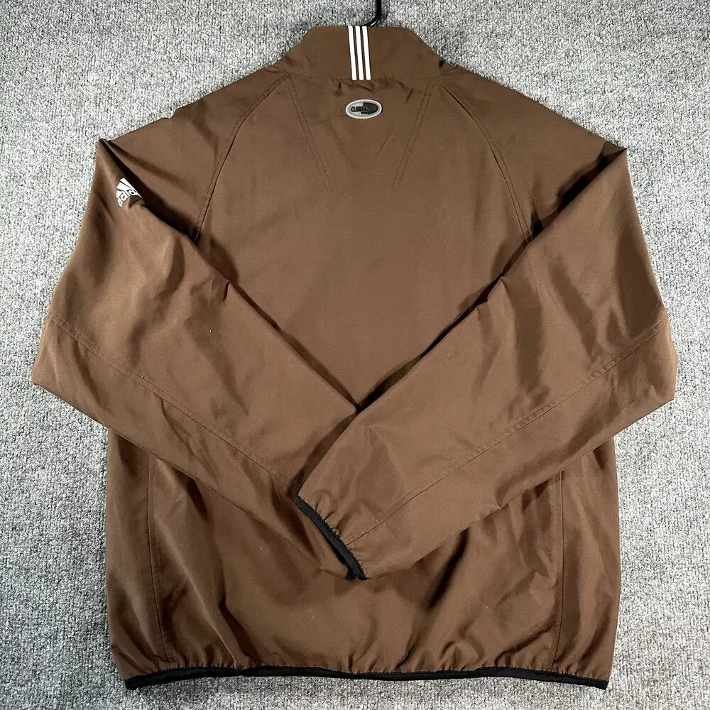 Adidas Golf Pullover Jacket Climaproof Mens M Brown Woodlands Golf Club 1/4 Zip